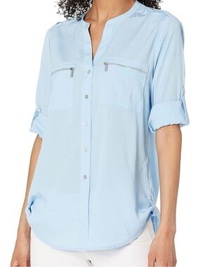 Calvin Klein Light Blue Long-Sleeve Utility Shirt
